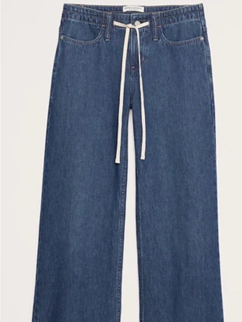 Banana Republic Mid-rise Wide Leg Drawstring Jean in Dark blue wash